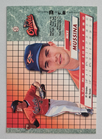 Mike Mussina - 1992 Fleer ULTRA Rookie - Baltimore Orioles Pitcher #9