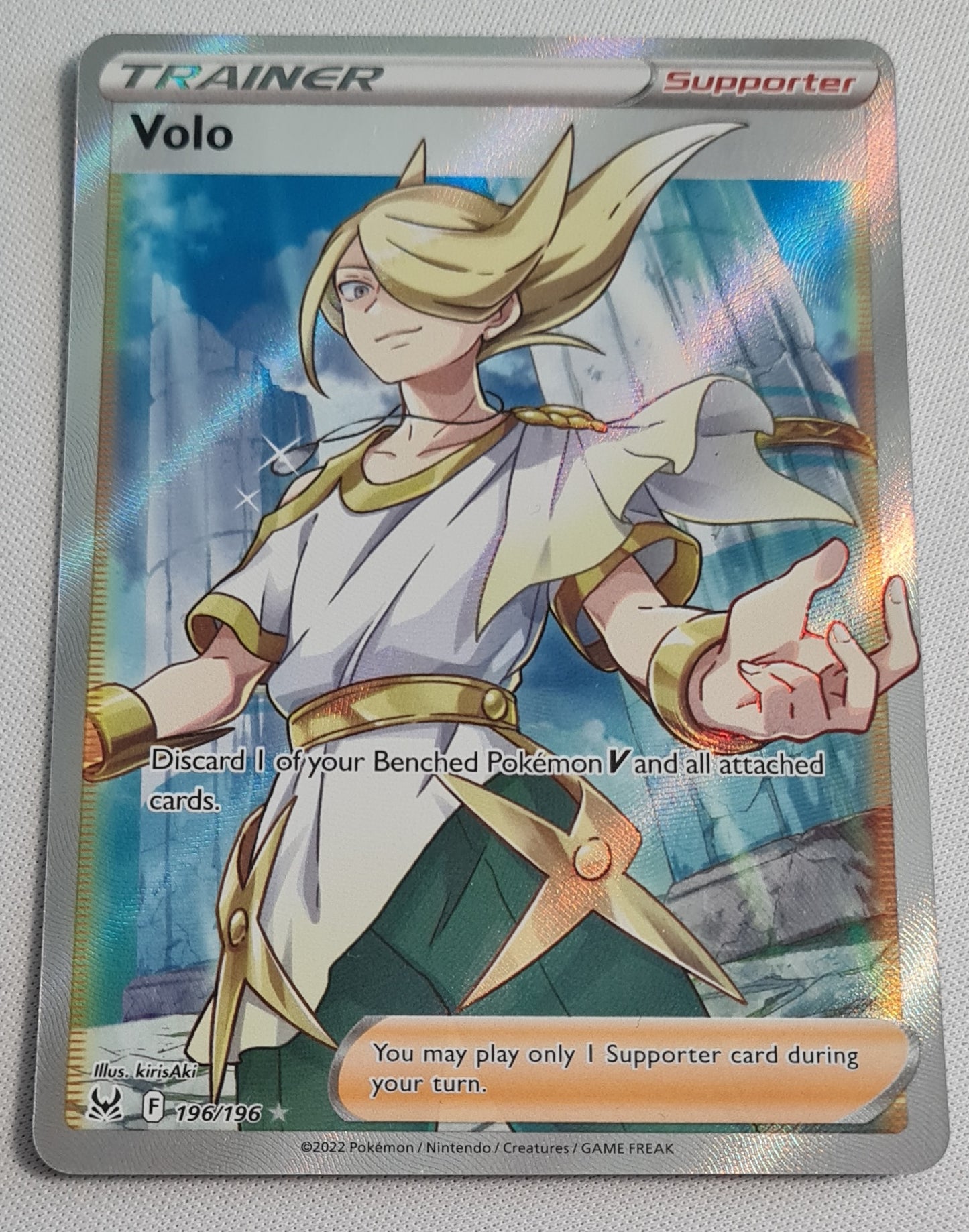 Volo - 2022 Pokemon Card - Trainer/Support 196/196 Holo - Lost Origin Sword & Shield FULL ULTRA ART