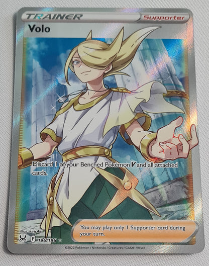 Volo - 2022 Pokemon Card - Trainer/Support 196/196 Holo - Lost Origin Sword & Shield FULL ULTRA ART