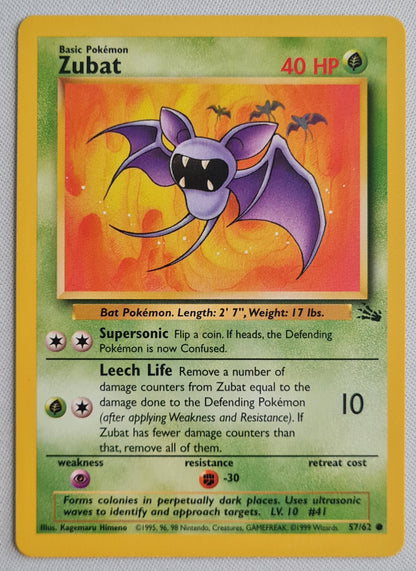 Zubat - 1995 Pokemon Card Fossil Set 57/62