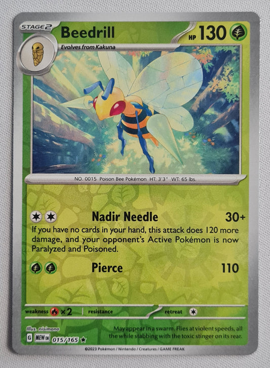 Beedrill- 2023 Reverse Holo Pokemon TCG Card 015/165 Scarlet & Violet 151