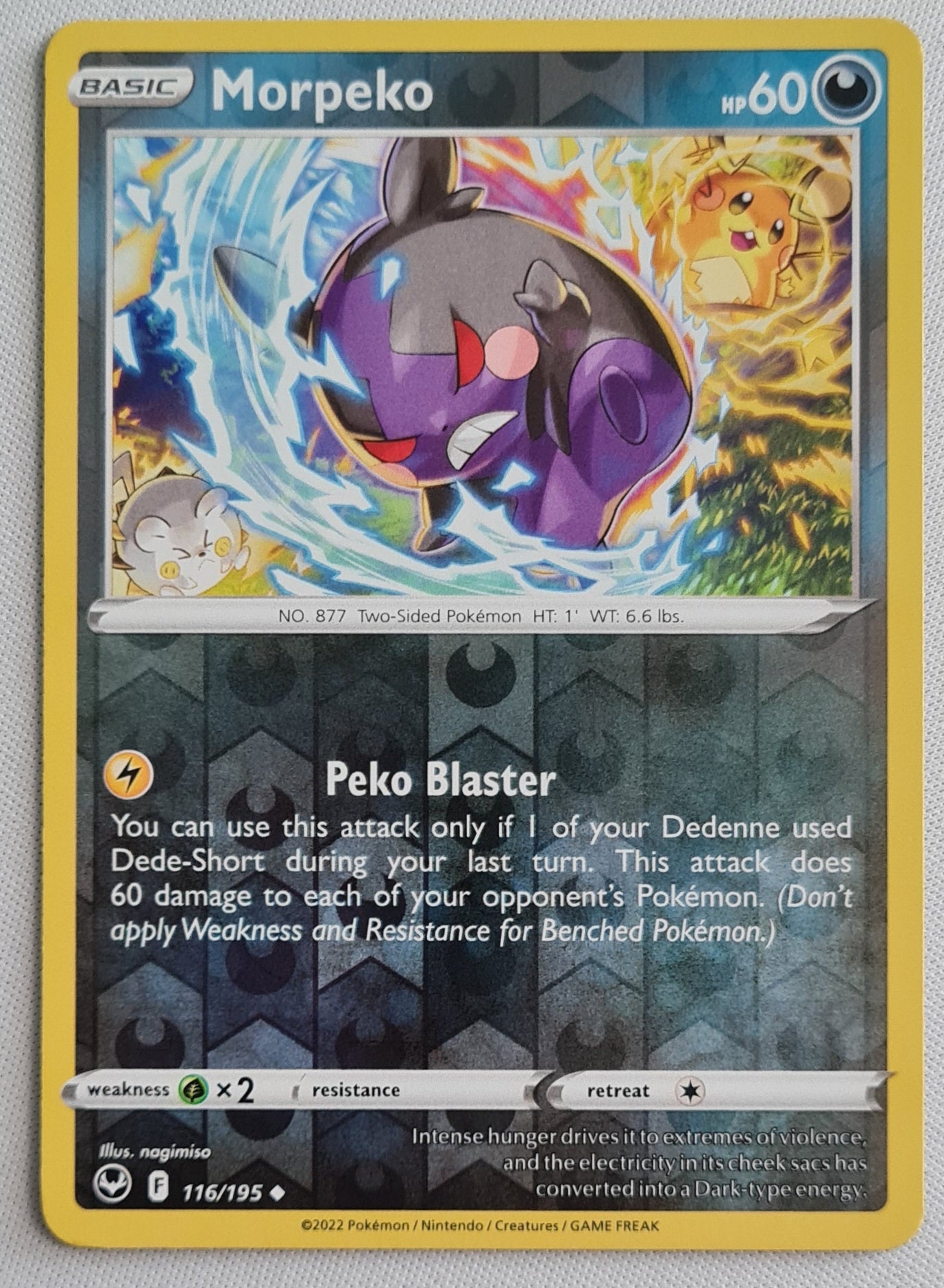 Morpeko - 2022 Reverse Holo Pokemon TCG Card 116/195