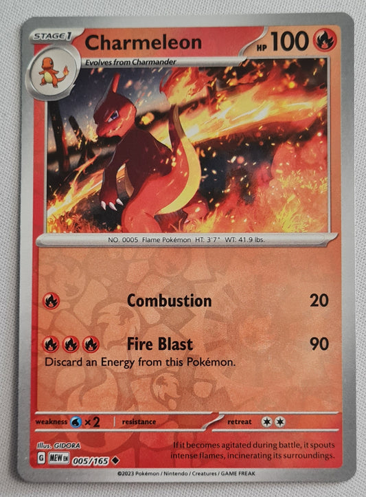 Charmeleon - 2023 Reverse Holo Uncommon Stage 1 005/165 Scarlet & Violet 151 Pokemon Card