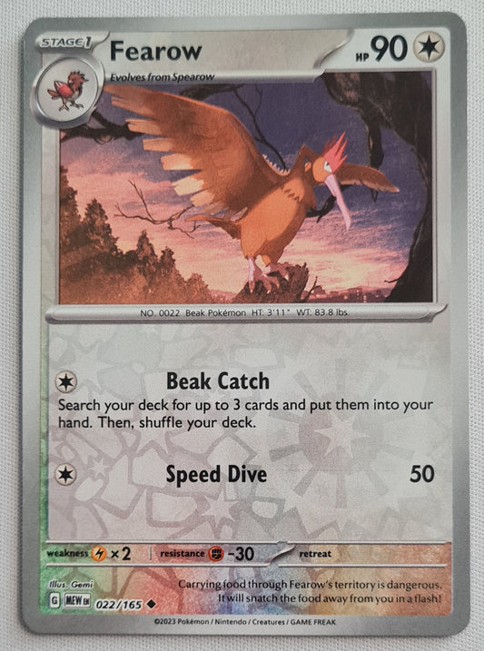 Fearow - 2023 Reverse Holo NM 022/165 Scarlet & Violet 151 Pokemon Card