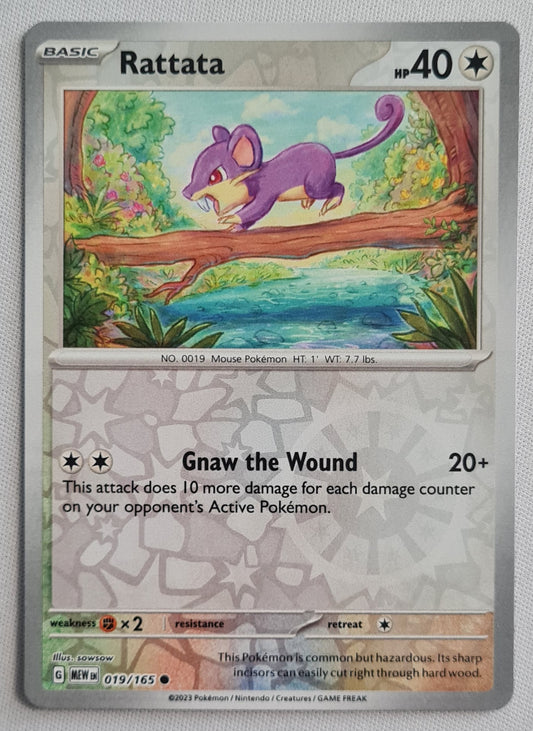 Rattata - 2023 Reverse Holo NM 019/165 Scarlet & Violet 151 Pokemon Card