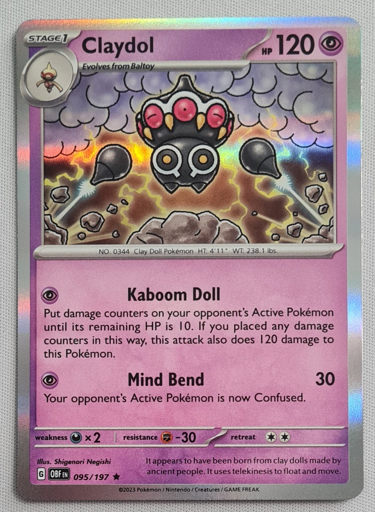 Claydol - 2023 Pokemon Card Basic 095/197 TCG Scarlet & Violet 151 - Holo Rare