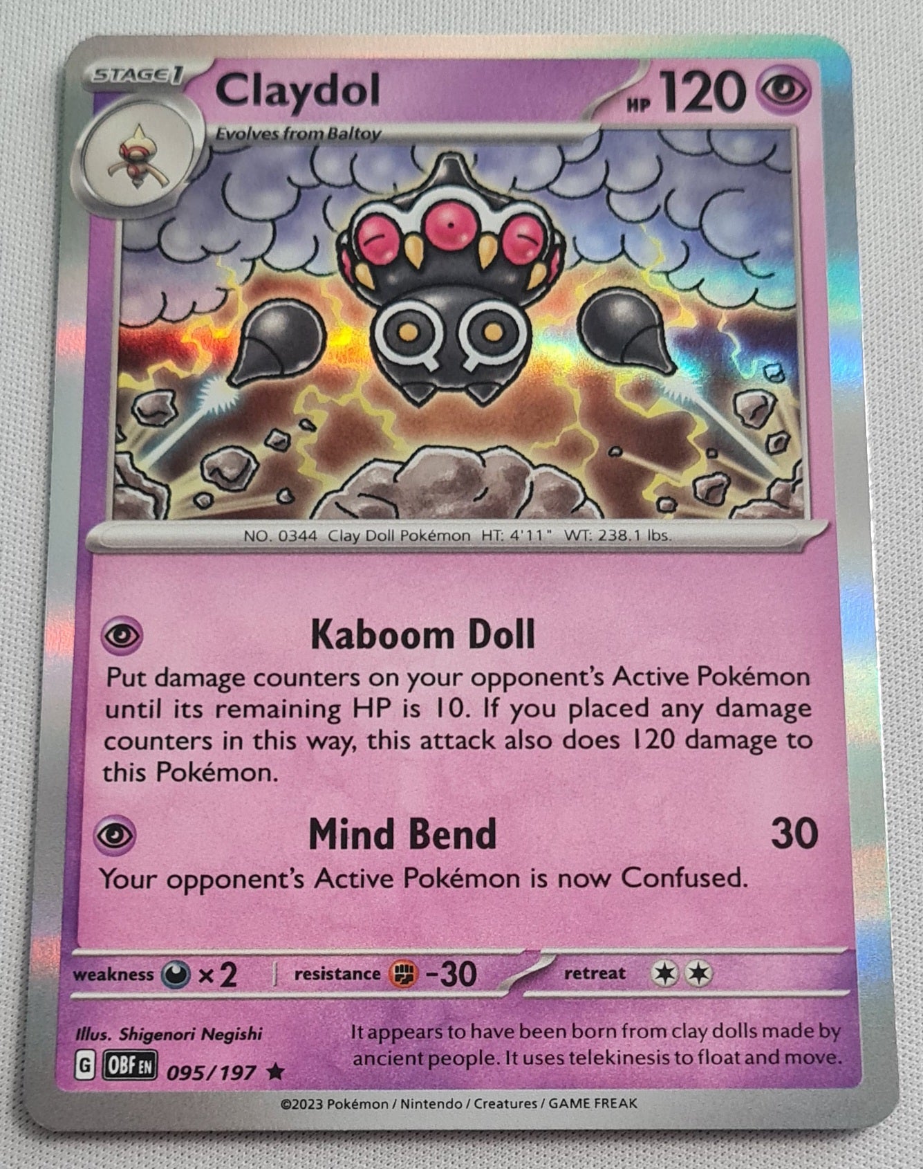 Claydol - 2023 Pokemon Card Basic 095/197 TCG Scarlet & Violet 151 - Holo Rare