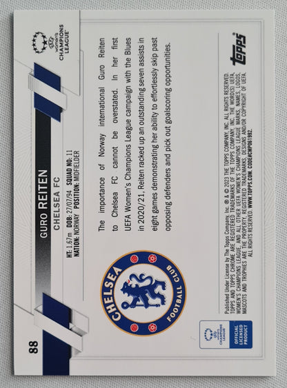 Guro Reiten - 2023 Topps Chrome Women Football Aqua Prism #88 - Chelsea FC Rookie Card