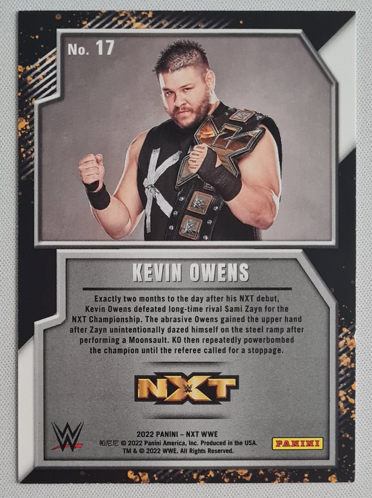 Kevin Owens - 2022 Panini NXT WWE #17 w/ NXT Champion Belt - Gold 2.0