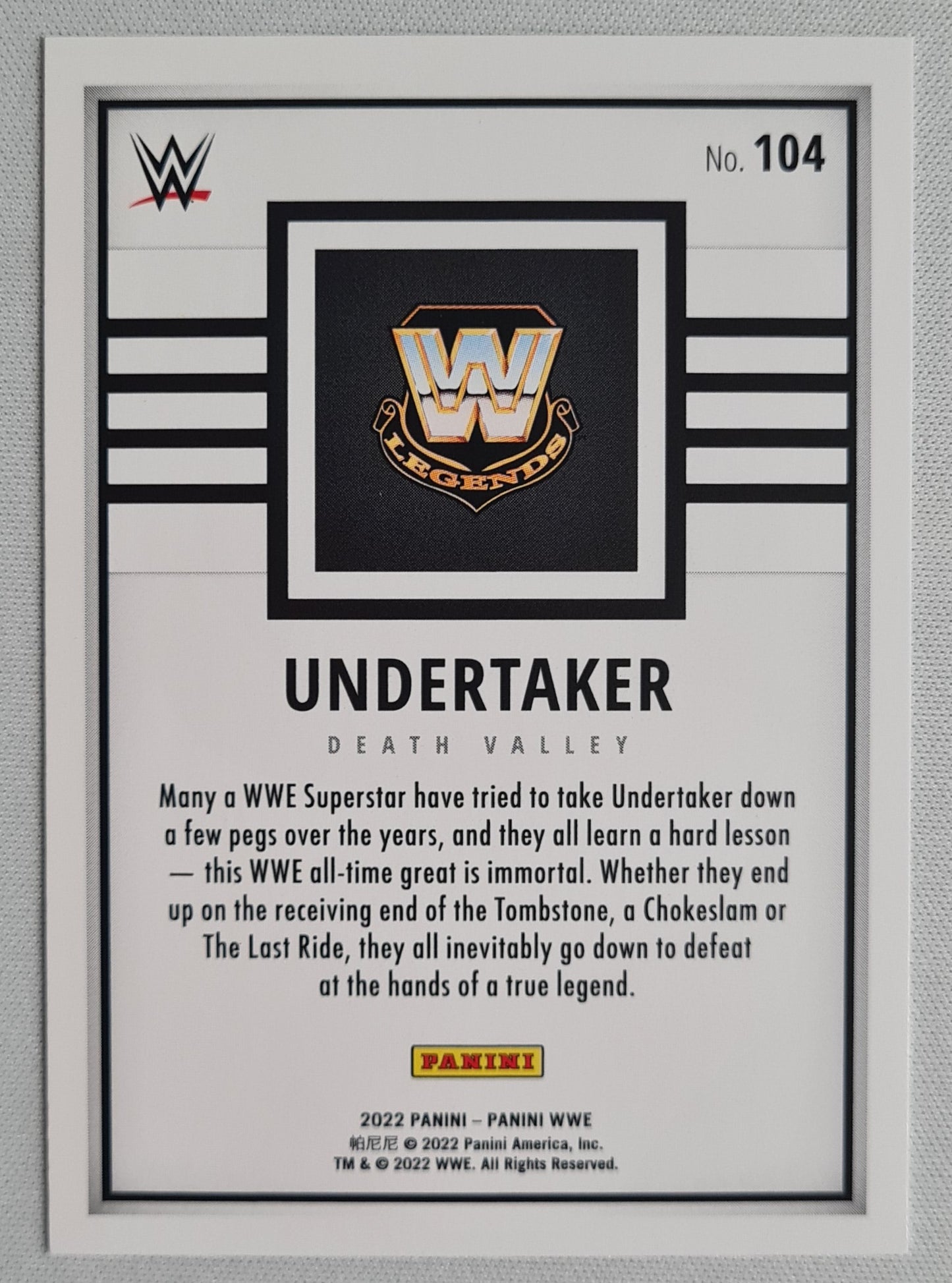 Undertaker - 2022 Panini WWE Superstar Debut Edition International #104