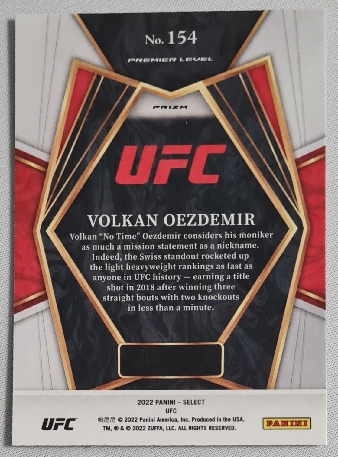 Volkan Oezdemir - 2022 Panini Select UFC - White Prizm Disco #154