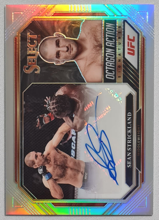 Sean Strickland - 2023 Panini Select UFC Prizm /Auto Silver Prizm Octagon Action&nbsp;