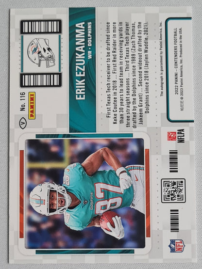 Erik Ezukanma - 2022 Panini Contenders Football NFL Miami Dolphins Autograph Rookie Ticket #116