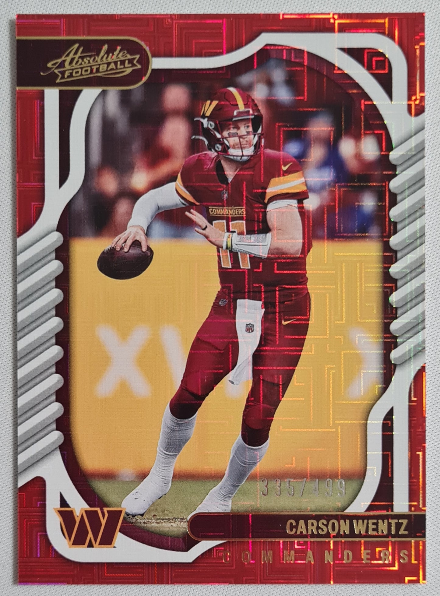 Carson Wentz - 2022 Panini Absolute Football NFL Washinngton Commanders Red Squares Parallel /499