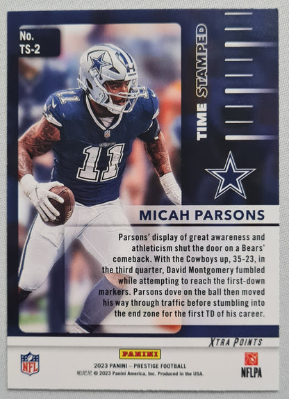 Micah Parsons - 2023 Panini Prestige Football - Dallas Cowboys Time Stamped # TS-2