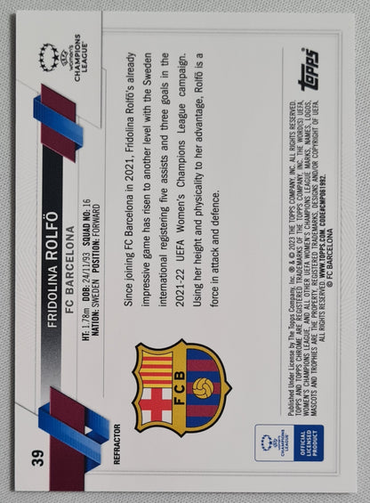 Fridolina Rolfo - 2023 Topps Chrome Women Football (RC)- Holo Refractor - FC Barcelona