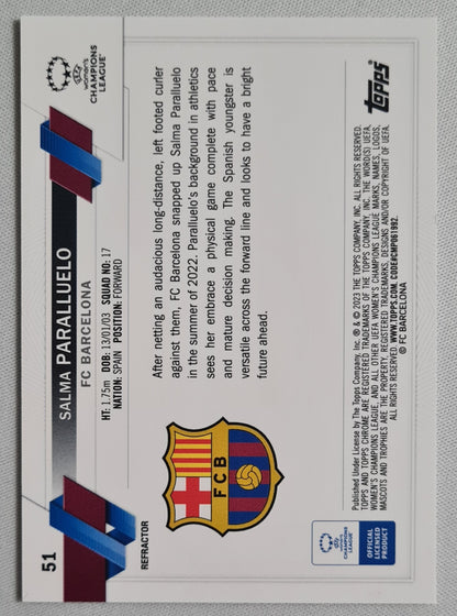 Salma Paralluelo - 2023 Topps Chrome Women Football (RC) - Holo Refractor - FC Barcelona