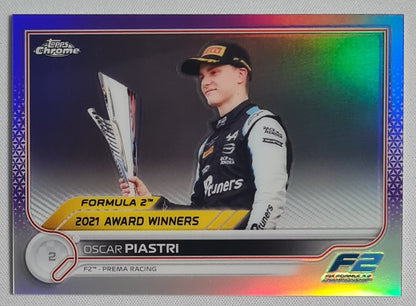 Oscar Piastri - 2022 Topps Chrome "2021 Award Winners Formula 2" F2  #199 - Purple Refractor /399