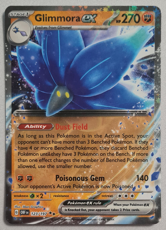 Glimmora EX - 2023 Pokemon 123/197 HP270 TCG Obsidian Flames Holo Double Rare