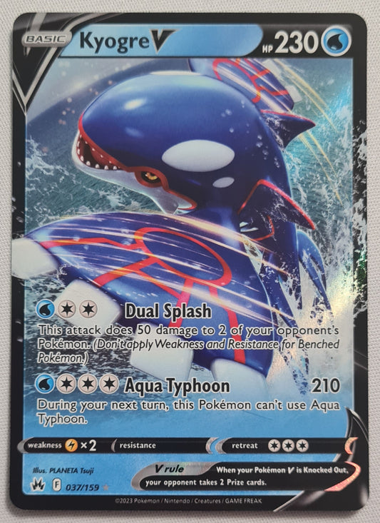 Kyogre V - 2023 Pokemon Basic 037/159 HP230 TCG Sword & Shield-Crown Zenith Holo Ultra Rare