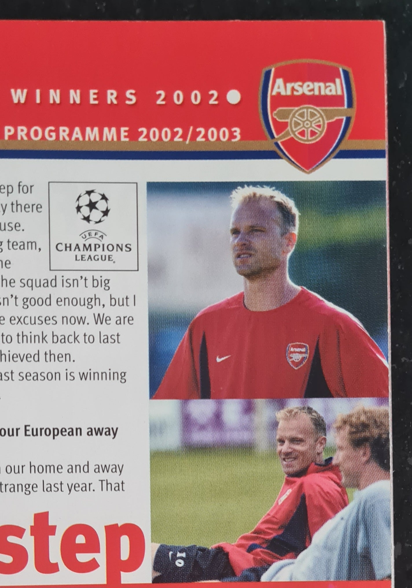 Arsenal Official Programme - 2002 Arsenal vs Borussia Dortmund - Vintage UEFA Champions League Match programme