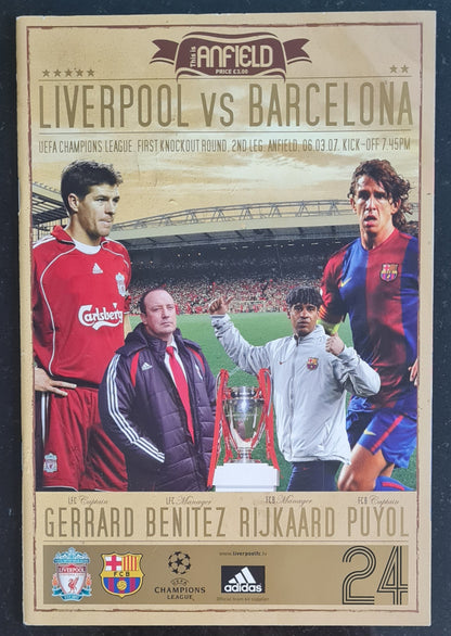 Liverpool official Programme - 2007 Liverpool vs Barcelona + Ticket Stub! - UEFA Champions league Match