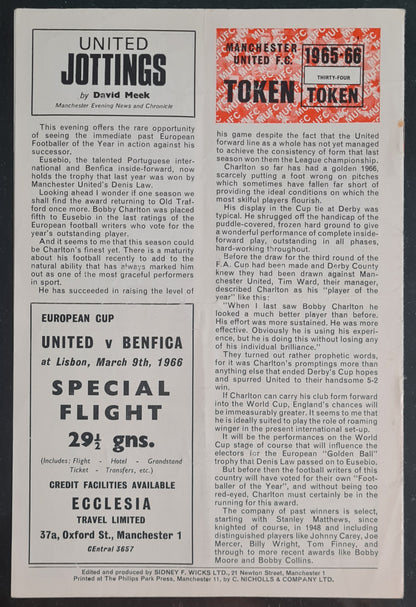 Special Edition Manchester United vs Benfica - 1965 European Cup Quarter Final - First Leg