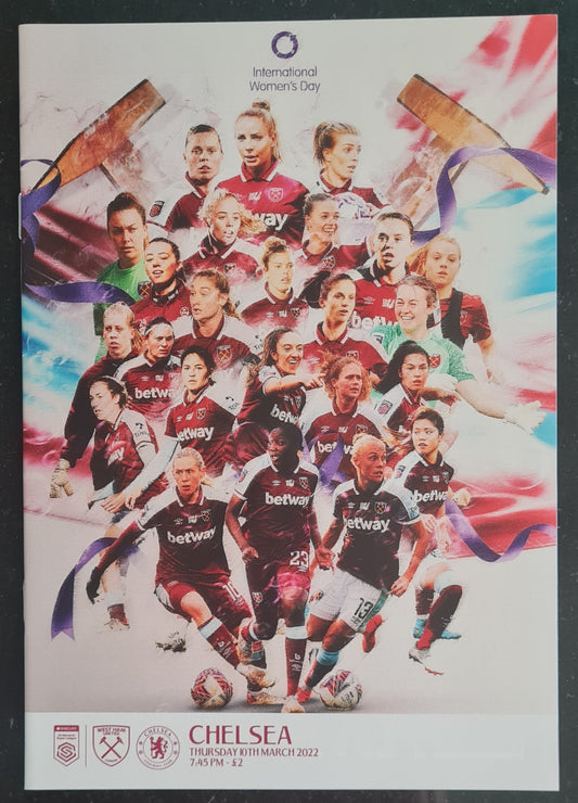 Women Football West Ham United vs Chelsea Programme - 2022 English Women's Football League