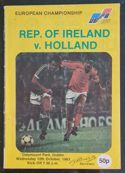 European Championship Match Programme - 1983 featuring Rep. of Ireland vs Holland - Vintage