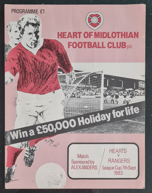 Scottish Football Programme Vintage - 1983 Hearts vs Rangers League Match 07 Sept