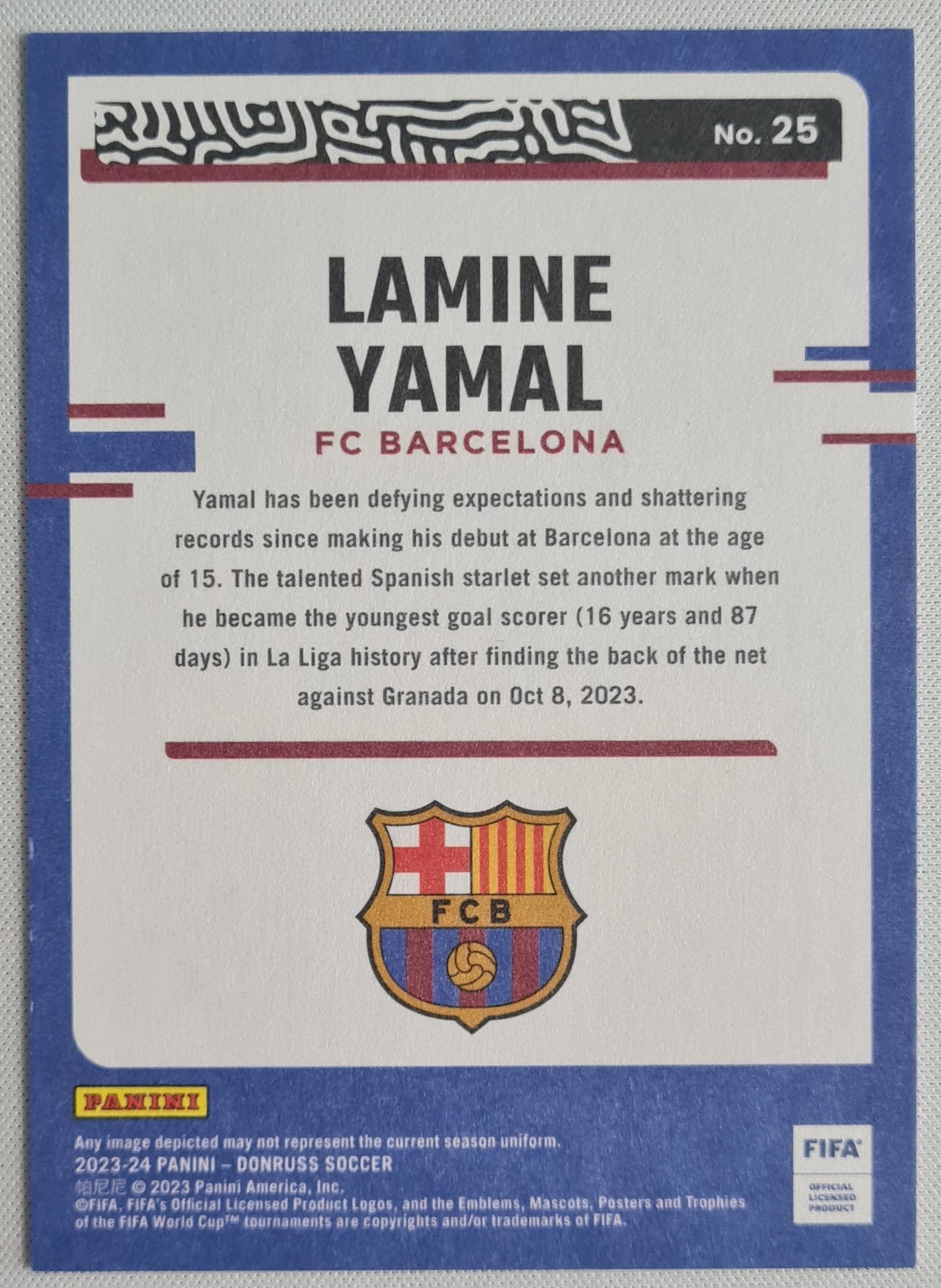 Lamine Yamal - 2023 Panini Donruss Soccer - FC Barcelona The Rookies Card