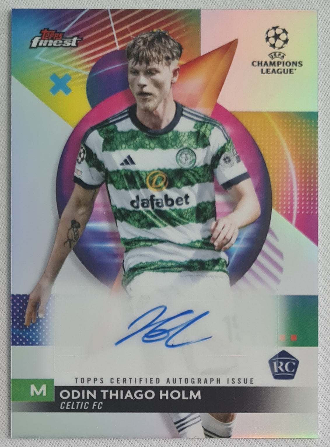 Odin Thiago Holm - 2024 Topps Finest CL - Celtic FC Silver Refractor /Auto