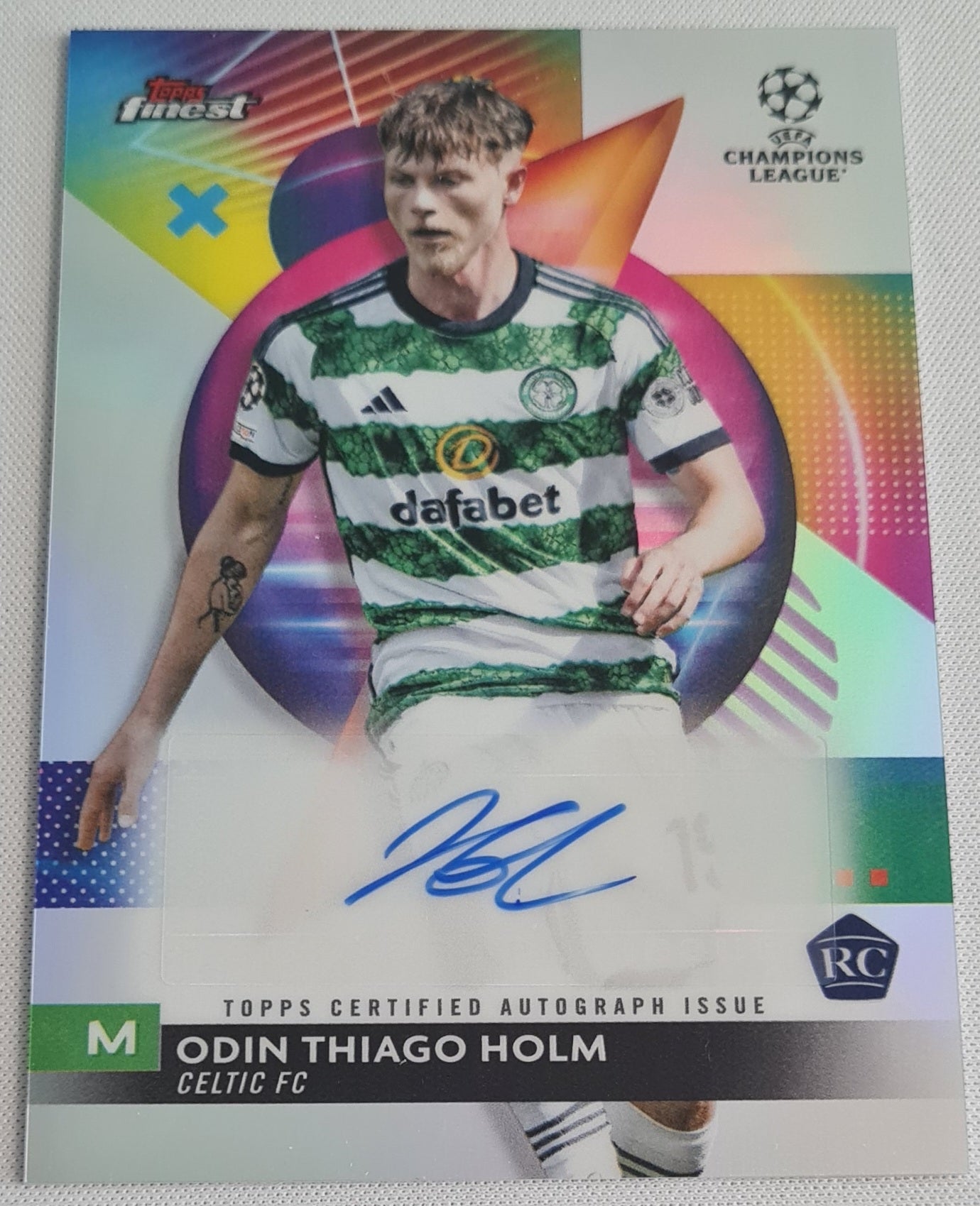 Odin Thiago Holm - 2024 Topps Finest CL - Celtic FC Silver Refractor /Auto