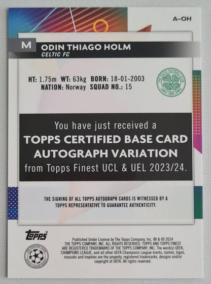 Odin Thiago Holm - 2024 Topps Finest CL - Celtic FC Silver Refractor /Auto