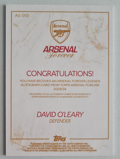 David O'Leary - 2023/24 Topps Arsenal Forever - Gunners forever Legends /Auto