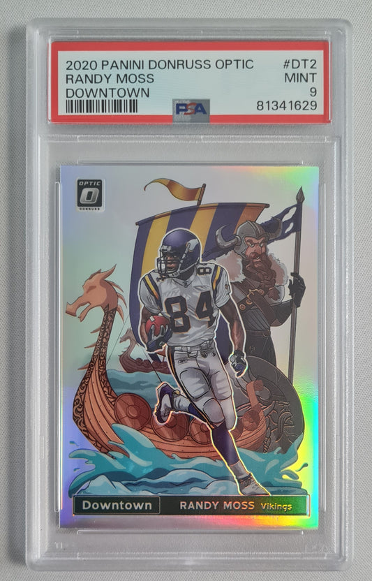 Randy Moss - 2020 Panini Donruss Optic DOWNTOWN - NFL Vikings PSA 9