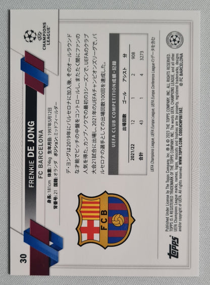Frenkie de Jong - 2023 Topps Chrome (Asian Card) Gold #30 FCB /50
