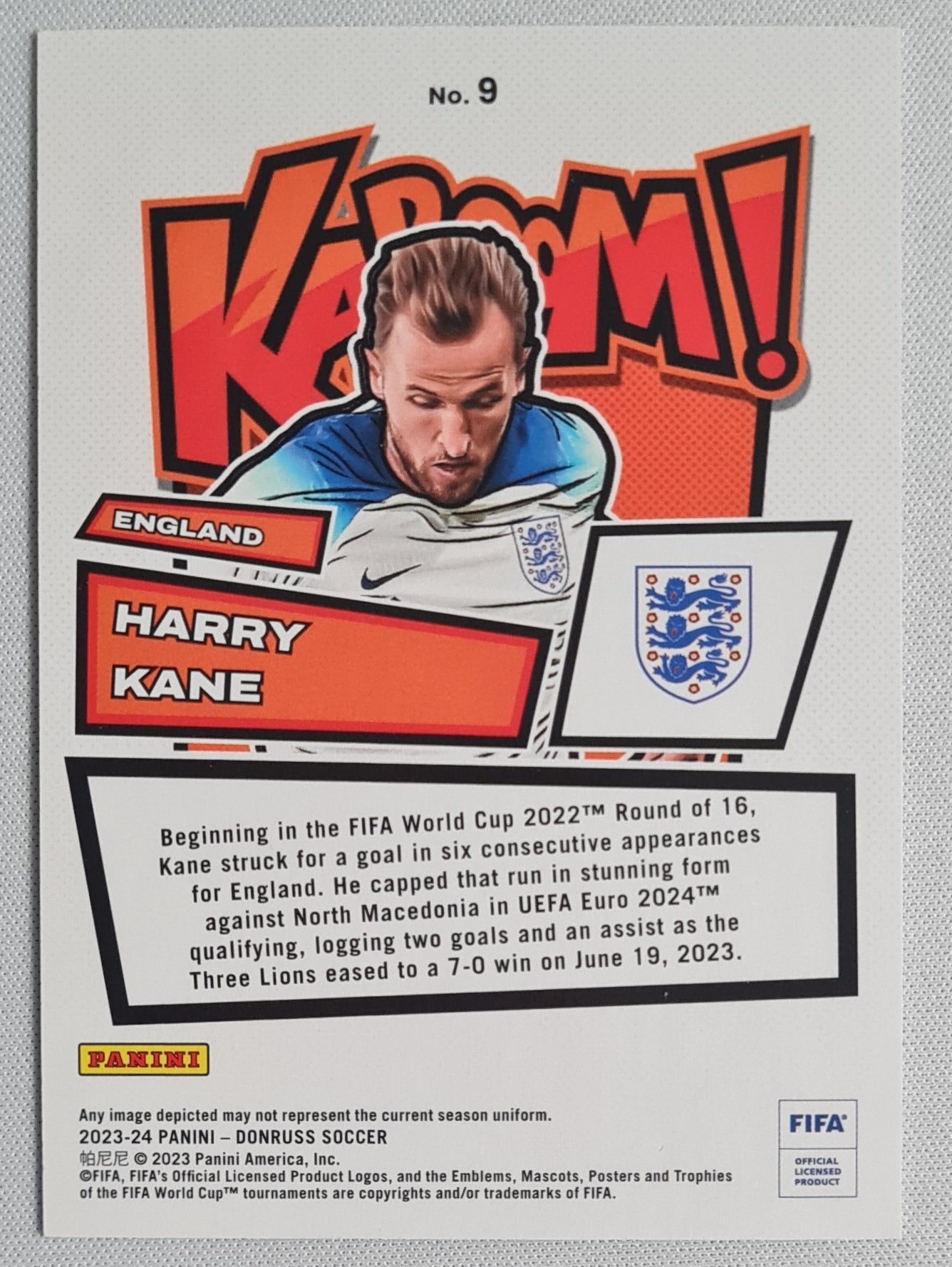 Harry Kane - 2023 Panini Donruss Soccer - England #9 KABOOM CASE HIT !