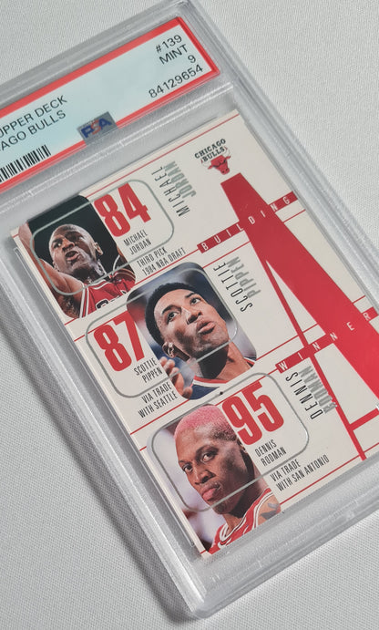 Chicago Bulls 1996 Upper Deck #139 PSA 9 with Jordan, Pippen, Rodman