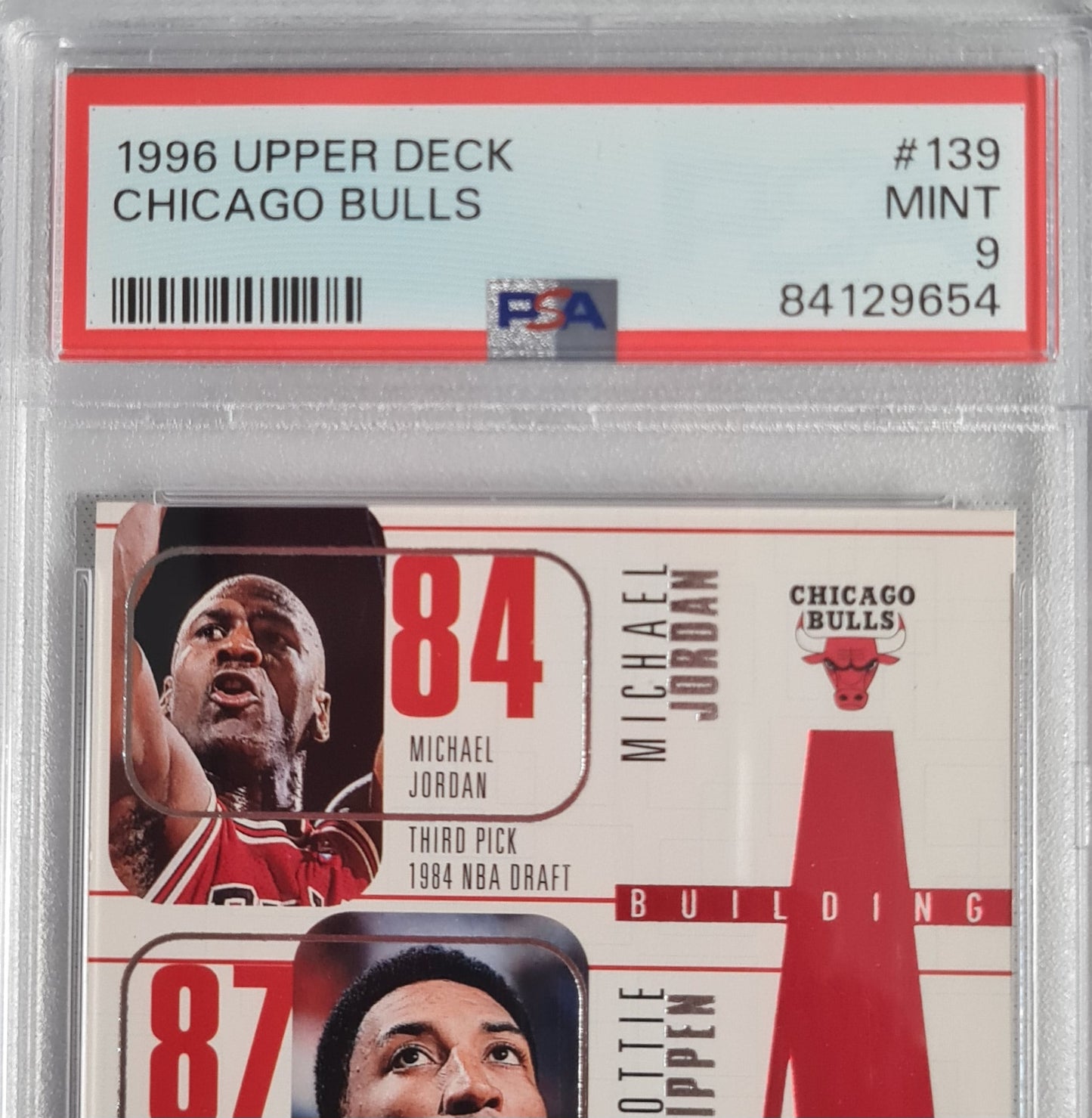 Chicago Bulls 1996 Upper Deck #139 PSA 9 with Jordan, Pippen, Rodman