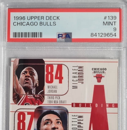 Chicago Bulls 1996 Upper Deck #139 PSA 9 with Jordan, Pippen, Rodman