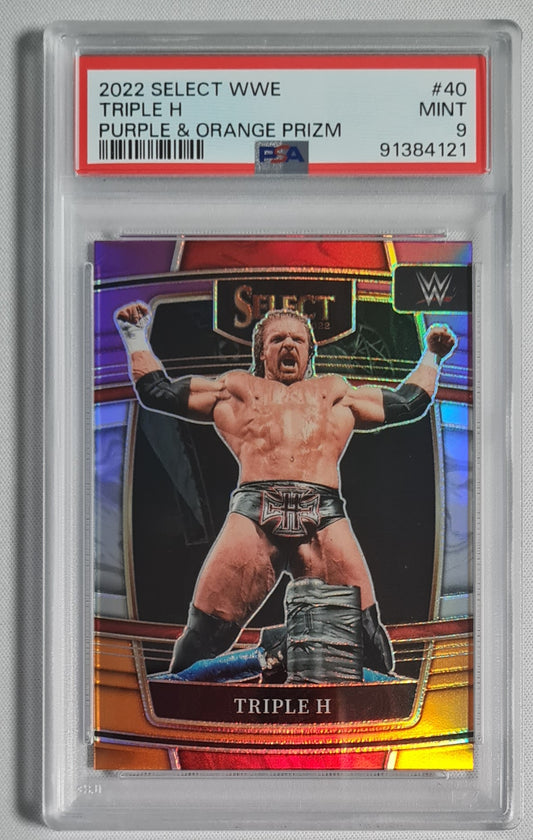 Triple H - 2022 Select WWE Purple & Orange Prizm #40 - PSA 9