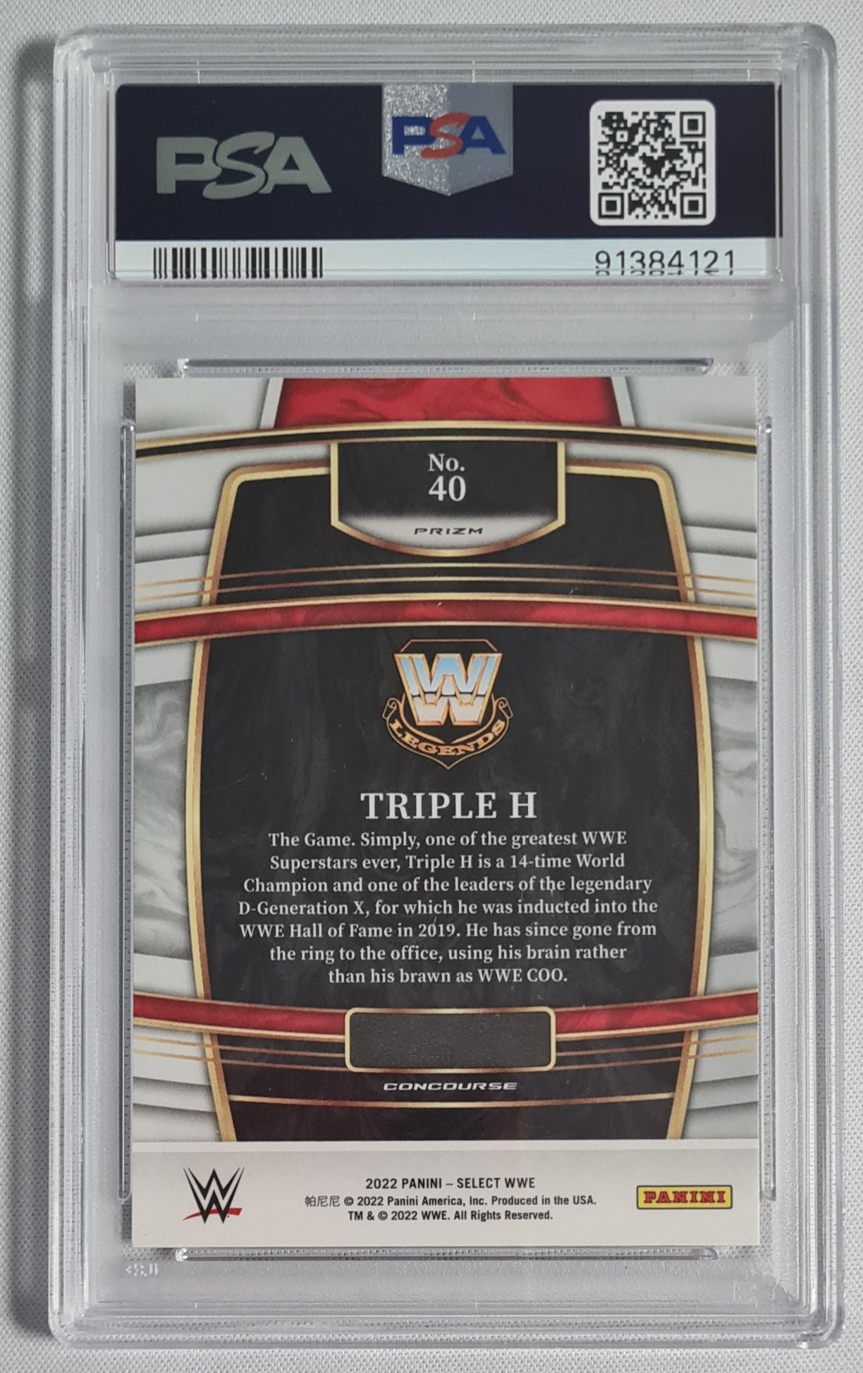 Triple H - 2022 Select WWE Purple & Orange Prizm #40 - PSA 9