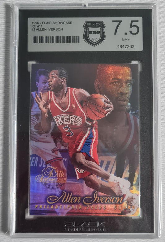 Allen Iverson - 1996 Flair Showcase Row 1 NBA #3 -  Philadelphia 76ers BGS 7.5