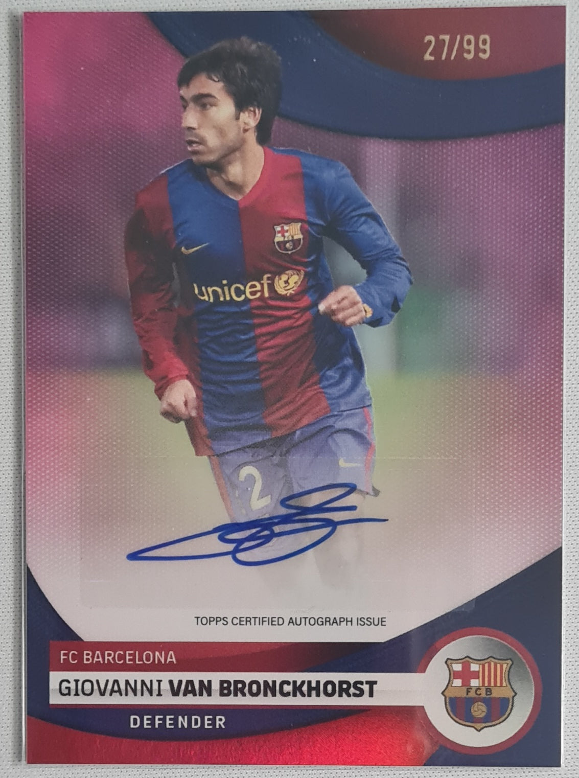 Giovanni van Bronckhorst - 2023 Topps Certified Autigraph Issue /99 Pink