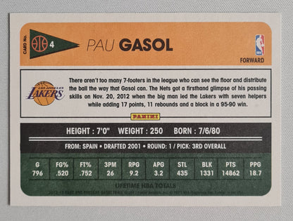 Pau Gasol - 2013 Panini NBA L.A. Lakers Past & Present Basketball #4