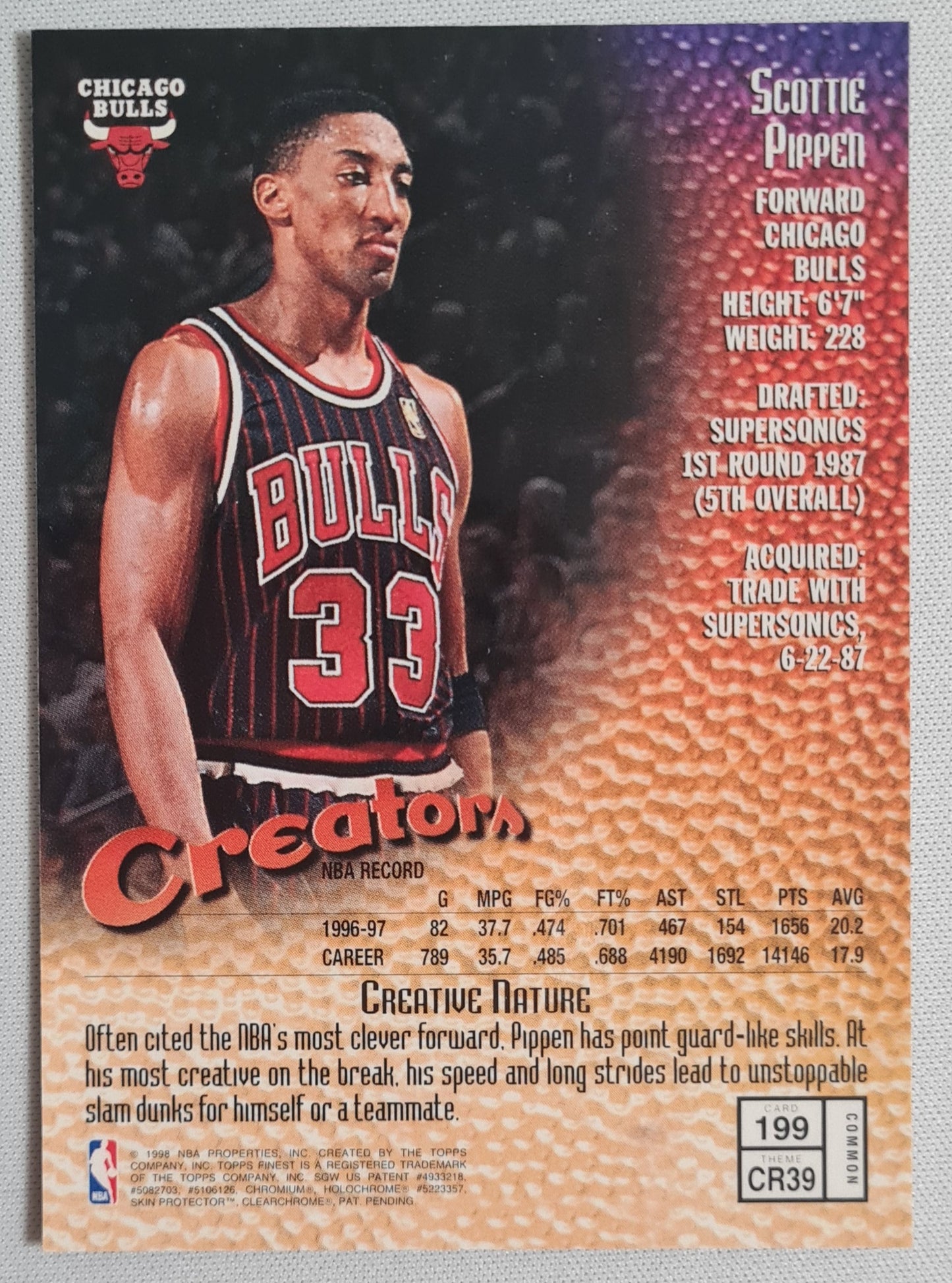 Scottie Pippen - 1998 Topps Finest Creators NBA Chicago Bulls