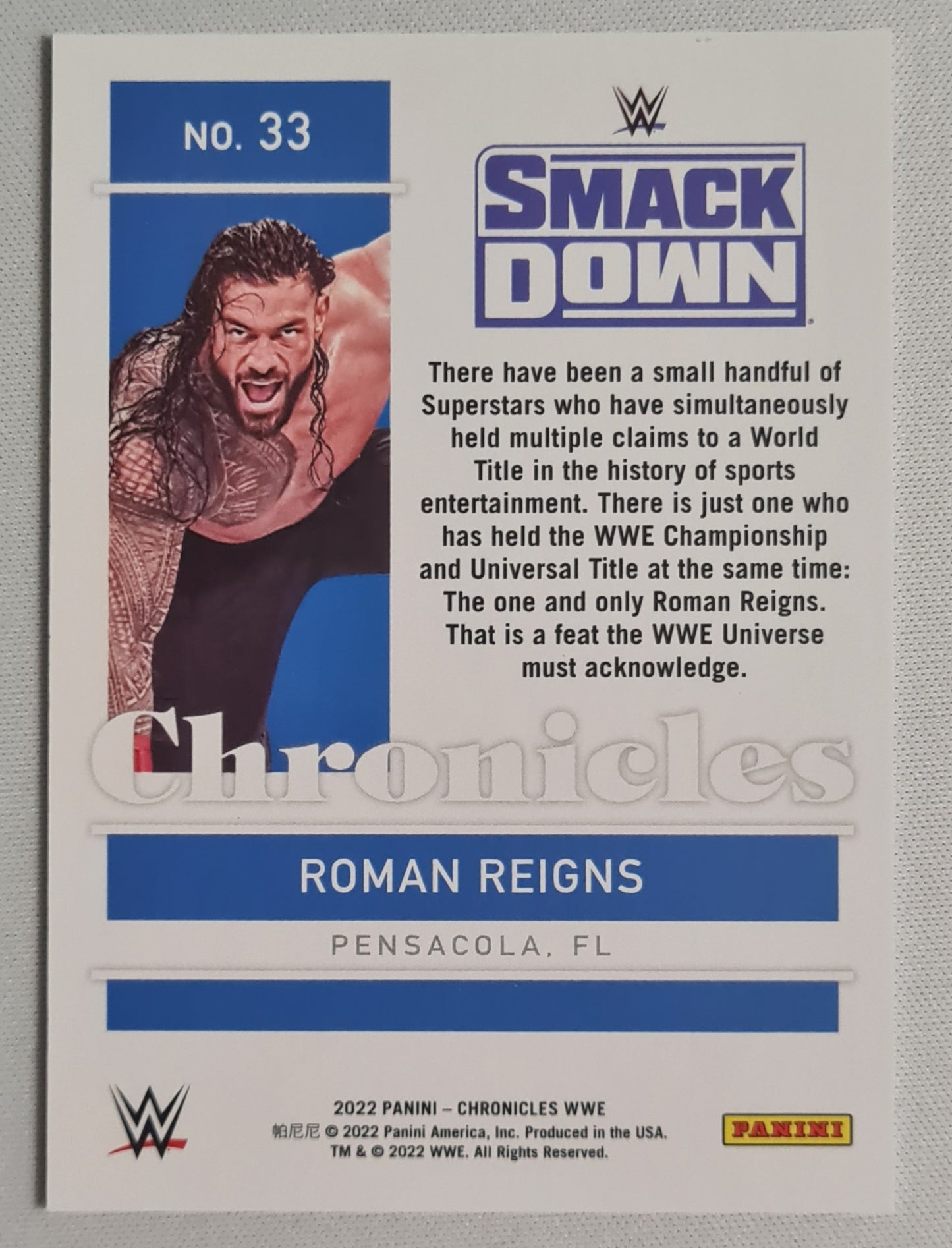Roman Reigns - 2022 Panini Chronicles WWE #33 Smack Down /49