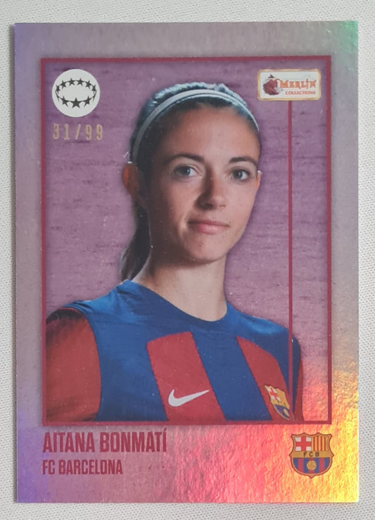 Aitana Bonmati - 2023 Topps Merlin Heritage #070 Purple Holo Refractor /99 FC Barcelona