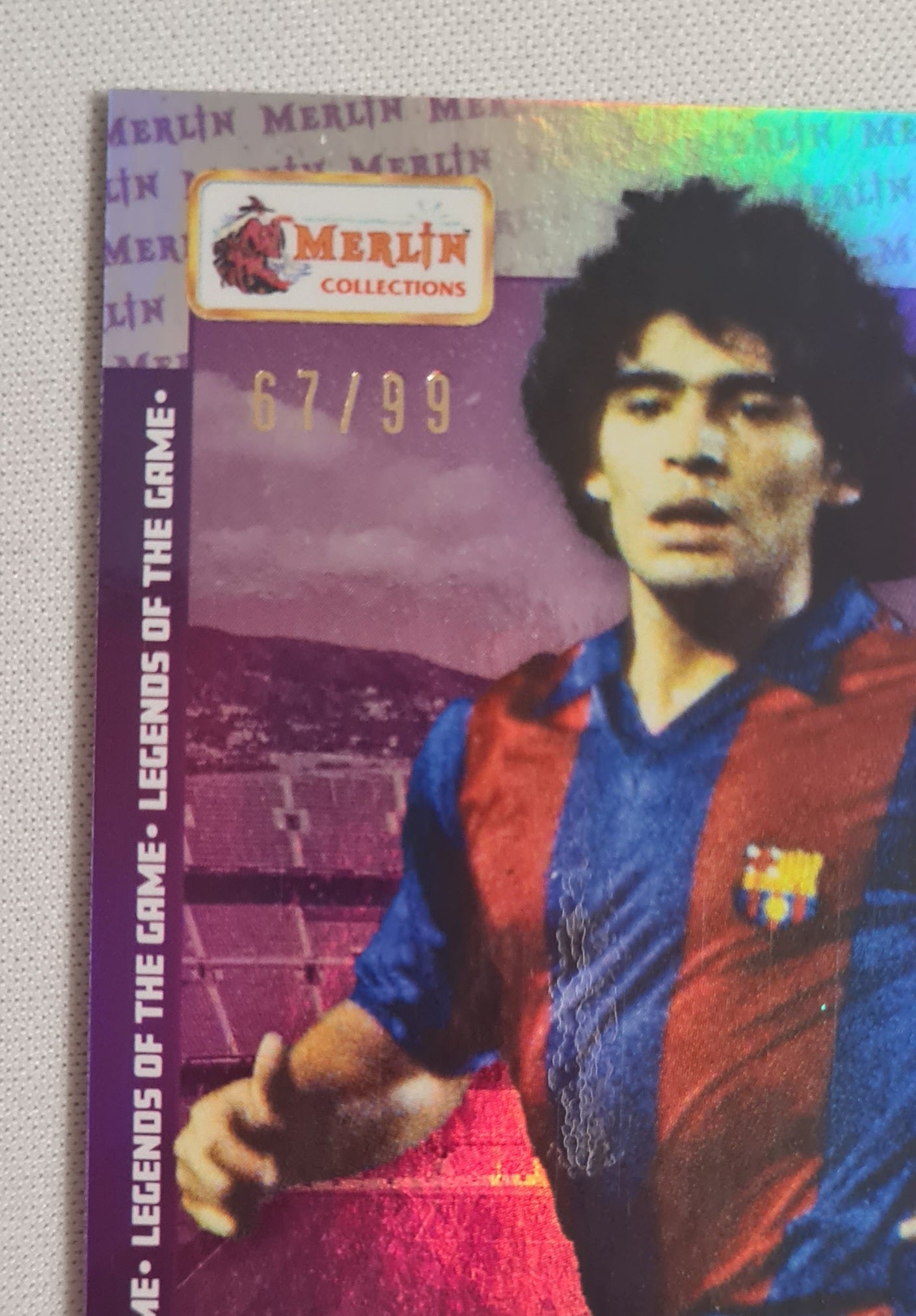 Diego Maradona - 2023 Topps Merlin Heritage Card Collection - Legends of the Game #129 Purple/99